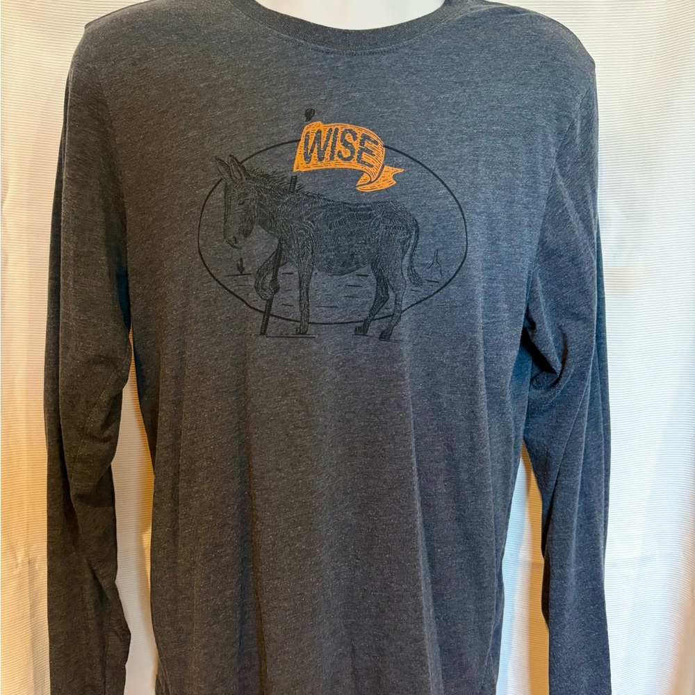 Prana Gray Long Sleeve Tee with Buffalo Graphic